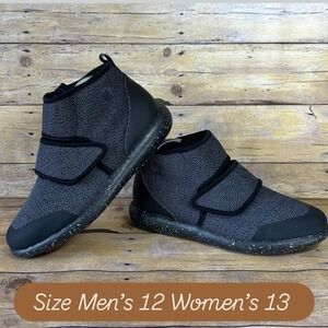 World Boots Lees Spec Black Knit Mesh Velcro Mid Top Sneakers Mens 12 Womens 13